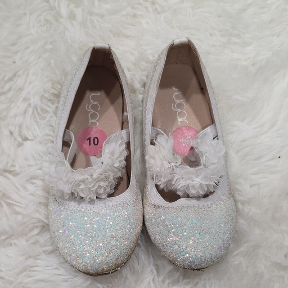 Sugar Kids Sparkly White Dress Shoes. Size 10 - Picture 1 of 5